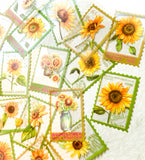 SUNFLOWERS STAMP Clear Stickers Pack of 40/Half Set 20