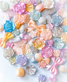 pearl pearly pearlescent bead beads bundle pretty uk craft supplies cute kawaii acrylic rose roses flower flowers shell shells butterfly butterflies bow bows ombre colour colours rainbow sheen