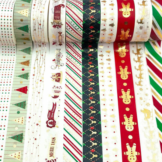 HALF PRICE Festive Gold Foil Washi Tape 5m- 12 designs