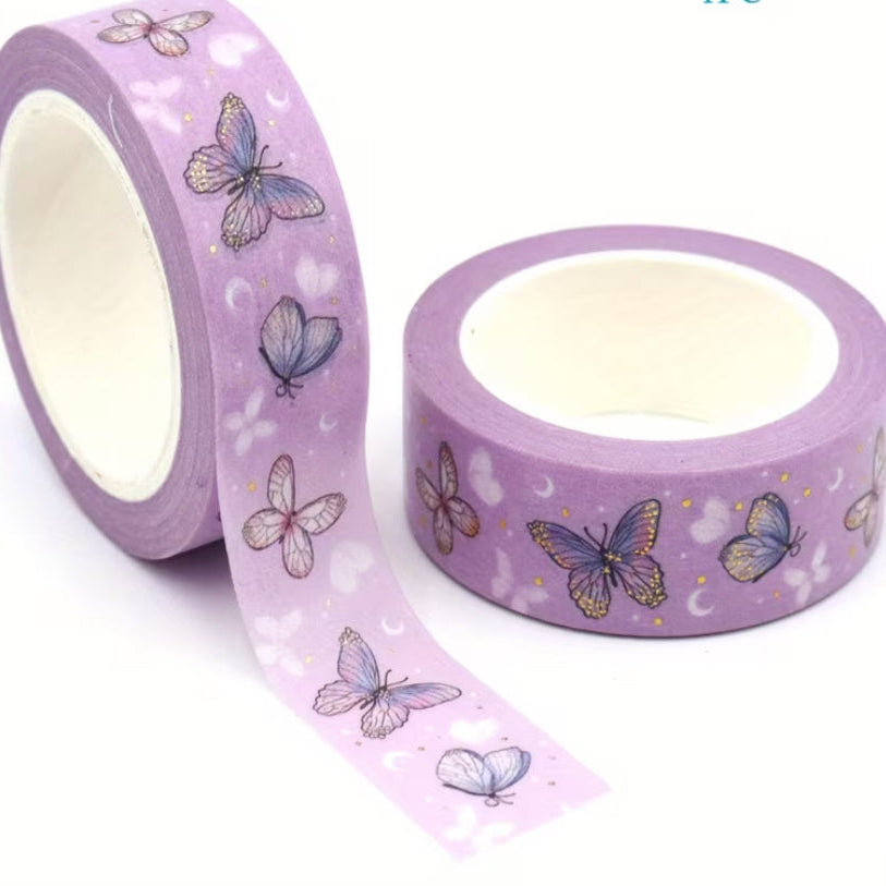 purple foil rainbow butterfly 10m roll of washi tape