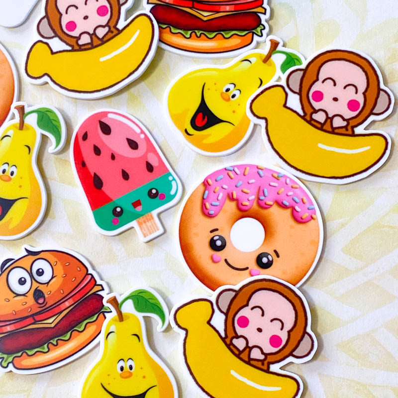 cute kawaii planar planars flatback flat back backs fb fbs acrylic large food fruit fruits monkey donut doughnut watermelon lolly banana burger pear yellow uk craft supplies