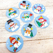 HALF PRICE Christmas Snowmen Round Stickers 25mm Set of 8