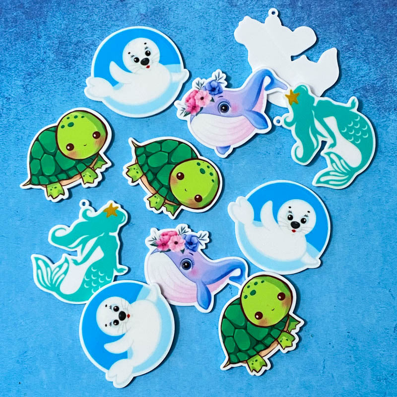 ocean animals creatures mermaid whale whales mermaids turtle turtles seal seals fb flatback flat back planar uk cute kawaii craft supplies large big embellishments