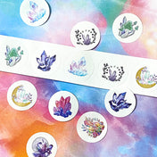 crystal crystals gem gems gemstone round small 25mm sticker stickers set packaging uk cute kawaii stationery lover small business supplies purple pink blue green