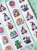gnome shaped die cute sticker stickers seals seal packaging supplies uk cute kawaii stationery set 10 let it be peace love gnomes mushroom st patrick's day colourful gonk gonks