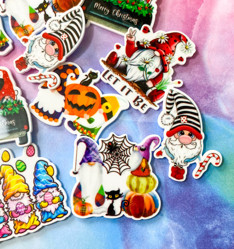 halloween festive christmas easter festival large planar resin acrylic flat back fb fbs flatback flatbacks gnome gnomes gonk gonks uk cute kawaii craft supplies pumpkin black cat candy cane let it be easter egg eggs spider wed