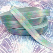 pastel mermaid scale scales pattern fold over elastic ribbon foe ribbons elastics pale rainbow pink blue turquoise uk cute kawaii craft supplies