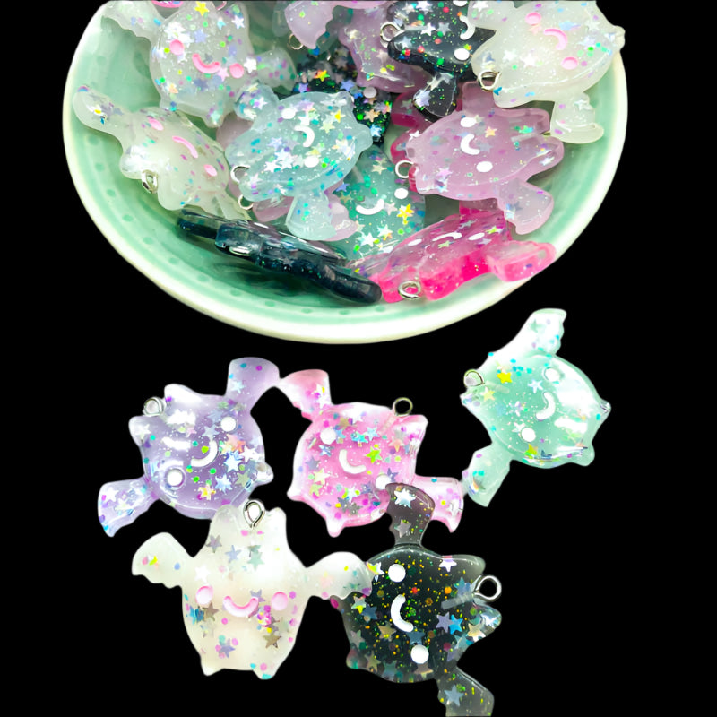 Happy Bat Resin Charm 39mm  PAIR of Charms