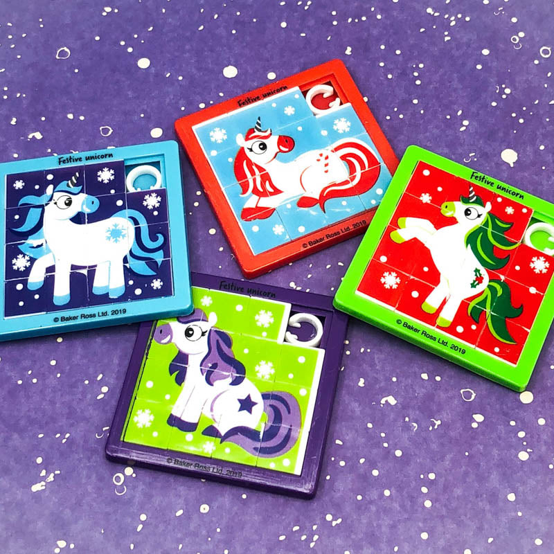 Last few! Just 50p! SLIDING BLOCK PUZZLE Christmas Unicorn