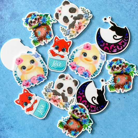 cute kawaii uk craft supplies shop planar planars acrylic flat back flatback fb fbs resin resins cat moon stars sloth sloths panda pandas floral chick baby chicks fox foxes cup love embellishment