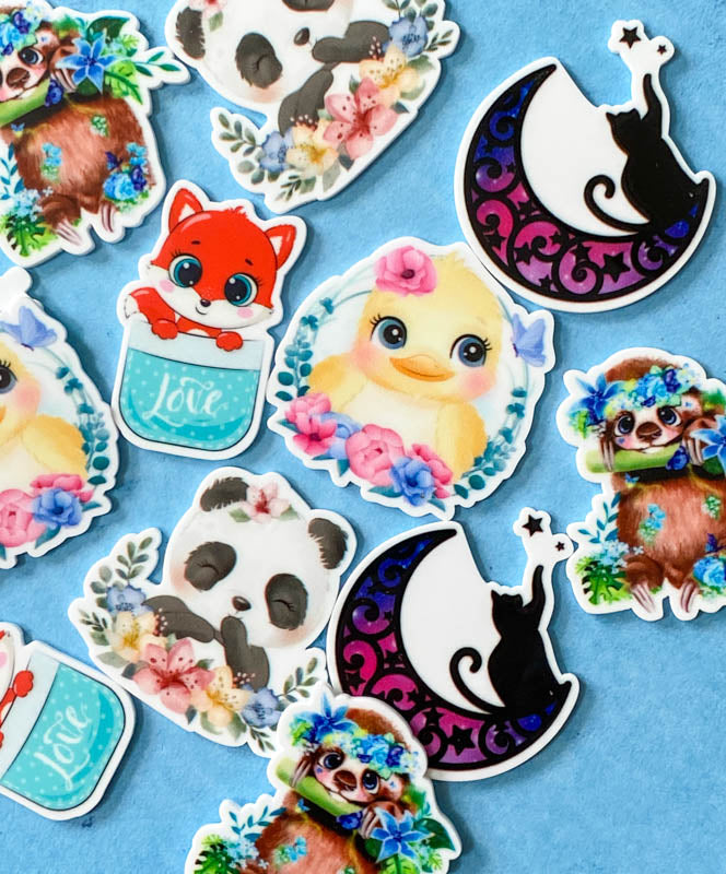 cute kawaii uk craft supplies shop planar planars acrylic flat back flatback fb fbs resin resins cat moon stars sloth sloths panda pandas floral chick baby chicks fox foxes cup love embellishment