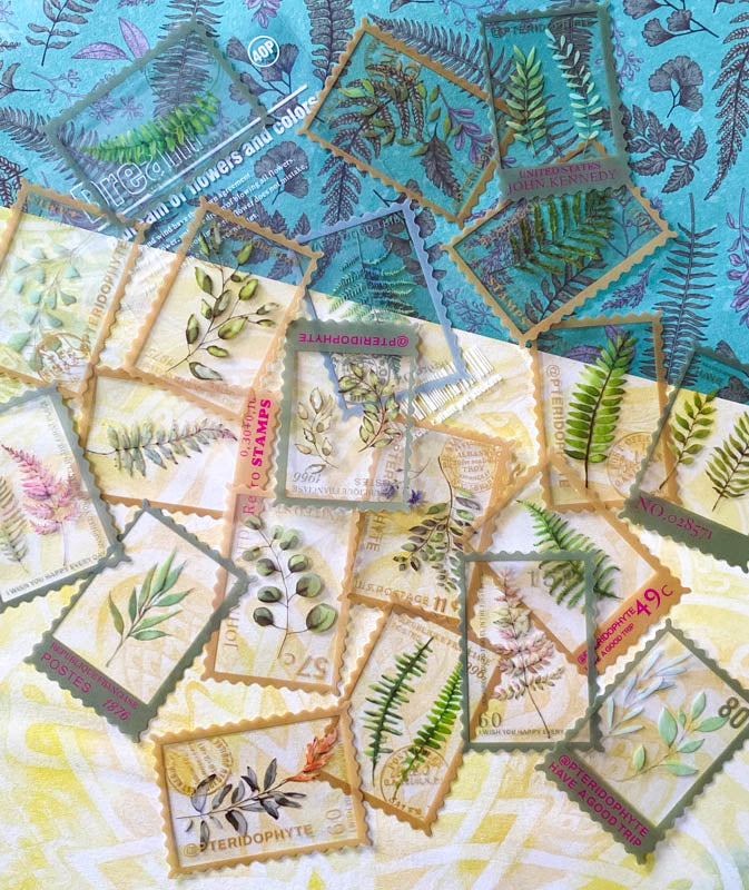 fern ferns foliage plant plants green leaves clear plastic sticker stickers stamp stamps design uk cute kawaii stationery pack pretty nature planner supplies rectangle big large woodland