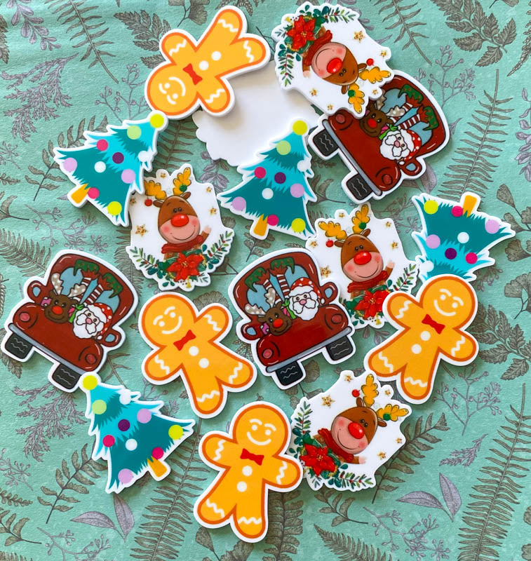 CHRISTMAS Acrylic FB -DEER TREE GINGERBREAD MAN CAR