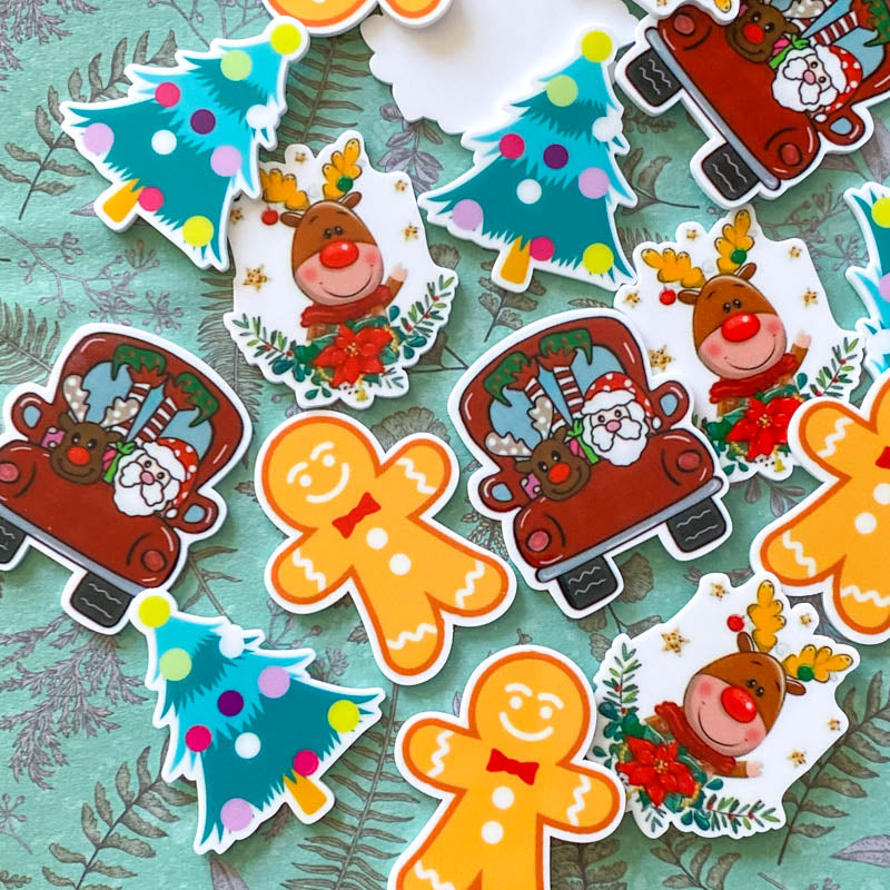 CHRISTMAS Acrylic FB -DEER TREE GINGERBREAD MAN CAR