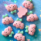 pink kawaii cute resin cloud clouds flatback flat back backs fb fbs uk craft supplies smiling happy bow mint chunky 21mm pretty