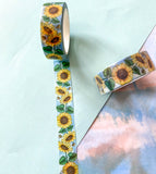 bee bees bumblebee sunflower sunflowers washi tape 10m roll tapes yellow blue uk cute kawaii stationery planner supplies floral flower flowers