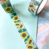 bee bees bumblebee sunflower sunflowers washi tape 10m roll tapes yellow blue uk cute kawaii stationery planner supplies floral flower flowers