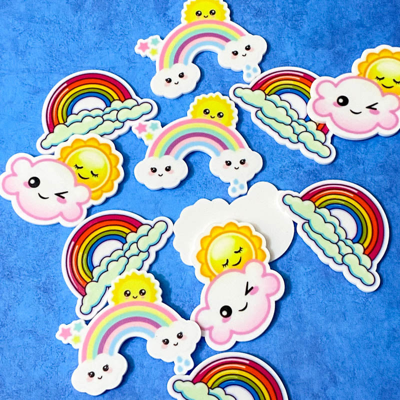 planar planars large flatback flat back fb fbs embellishment uk cute kawaii craft supplies sun cloud clouds rainbow rainbows big happy 