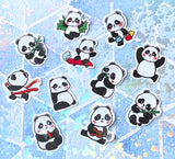 cute kawaii panda pandas stickers sticker die cut fun packaging supplies uk black and white bamboo