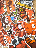 cute kawaii red panda sticker stickers laptop large uk stationery gift gifts orange funny fun set sets pandas