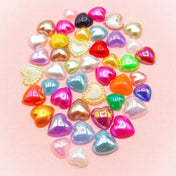 pearl pearly heart hearts fb flatback resin acrylic embellishment flatbacks uk cute kawaii craft supplies bundle valentine love