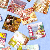 24mm 25mm square small mini rabbit bunny rabbits sticker stickers set cute kawaii uk stationery packaging supplies art pretty set 16 different pictures bunnies