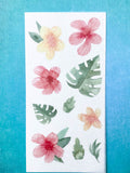 warm floral flower flowers sticker stickers sheet translucent washi paper uk cute kawaii stationery planner addict orange pink green leaf leaves palm tropical peach