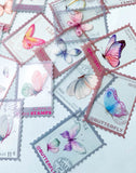 clear plastic stamp stamps sticker stickers butterfly butterflies pretty cute kawaii uk stationery pack set colourful large rectangle