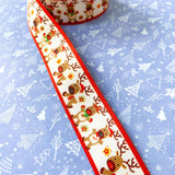 reindeer rudolph grosgrain ribbon 25mm wide white red xmas fesitve ribbons uk cute kawaii craft supplies yard