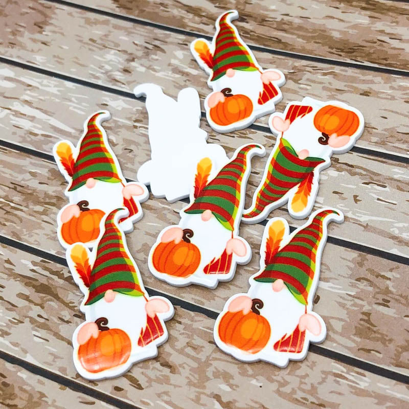 Halloween Pumpkin Gnome Acrylic Flat Back