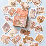 nostalgic love letter letters envelopes envelope old fashioned vintage writing rose roses pink sticker flake flakes stickers box mini of 46 uk cute kawaii stationery pack vellum brown sepia