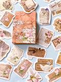 nostalgic love letter letters envelopes envelope old fashioned vintage writing rose roses pink sticker flake flakes stickers box mini of 46 uk cute kawaii stationery pack vellum brown sepia