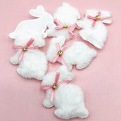 Large WHITE Fluffy Bunny Fabric Applique 62mm