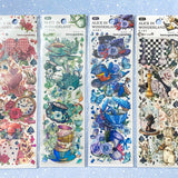 alice in wonderland holo foil foiled sticker stickers sheet clear plastic sheets red blue green black white cream peach shiny teacup teapot mushroom floral butterfly clock knave cards uk cute kawaii stationery planner supplies