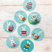 HALF PRICE Easter Bunny Round Stickers 25mm Set 8