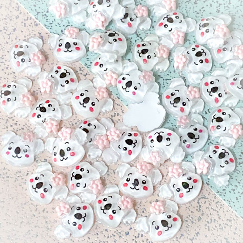 cute white koala koalas fb flat back flatbacks pink flower flowers face faces small little mini embellishment uk cute kawaii craft supplies fbs