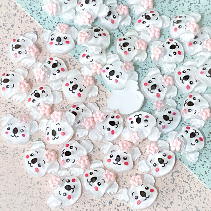 cute white koala koalas fb flat back flatbacks pink flower flowers face faces small little mini embellishment uk cute kawaii craft supplies fbs