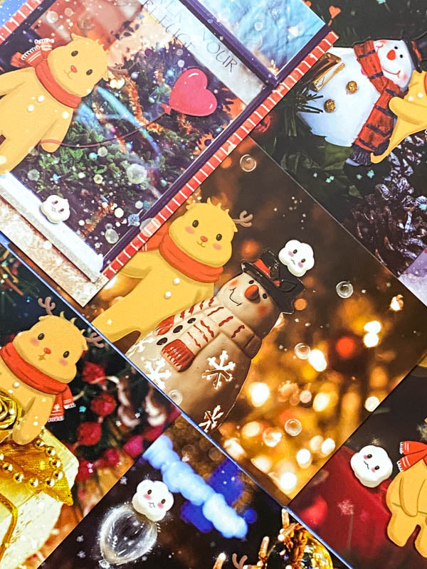 glow in the dark luminous postcard postcards cards festive christmas deer reindeer cute kawaii stationery uk pretty
