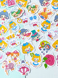 kawaii alice in wonderland through the looking glass sticker stickers flake flakes pack 40 cute kawaii stationery uk bunny rabbit white humpty dumpty mad hatter red queen hearts dormouse dodo nursery rhyme fairytale