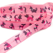 HALF PRICE Dogs On Pink Elastic Ribbon 15mm