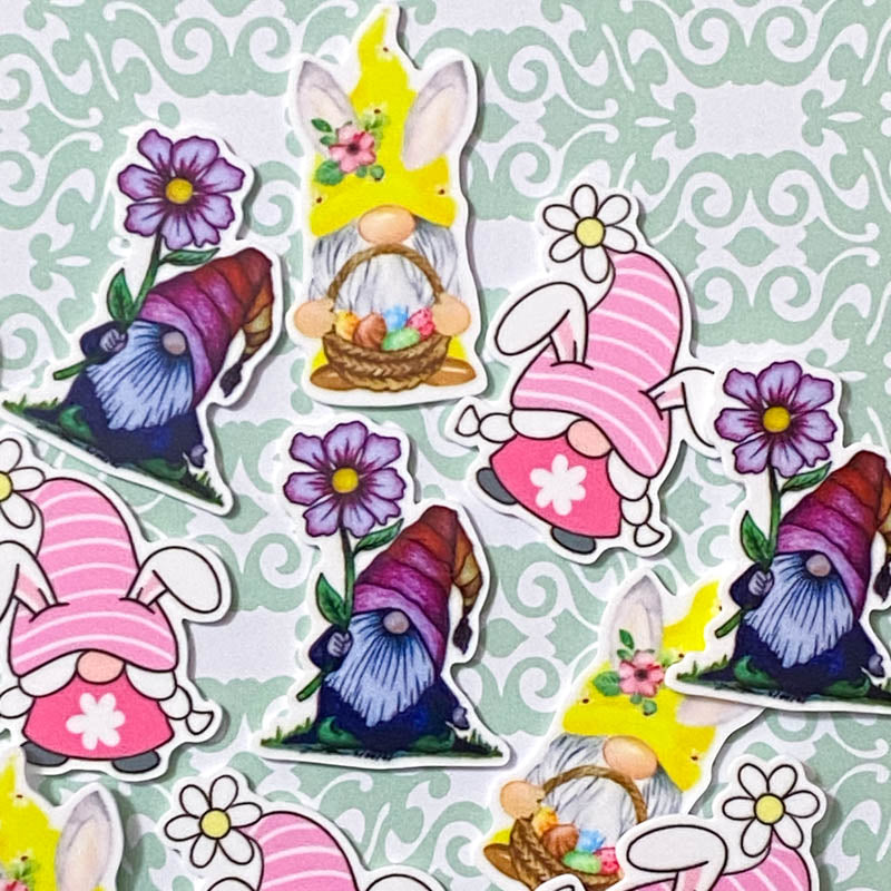 easter spring flower flowers floral gnome gnomes gonk gonks cute kawaii flatback fb flat back embellishment planar uk craft supplies daisy bunny rabbit pink purple yellow
