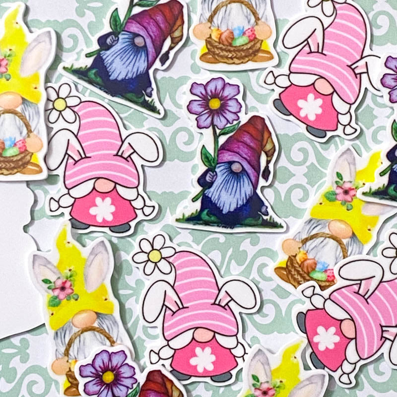 easter spring flower flowers floral gnome gnomes gonk gonks cute kawaii flatback fb flat back embellishment planar uk craft supplies daisy bunny rabbit pink purple yellow