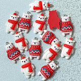 polar bear charm charms resin pendant christmas bears red jumper scarf white cute kawaii uk craft supplies chunky winter snow ice