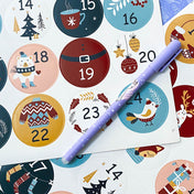 advent calendar round number sticker stickers sheets numbers 1 to 24 big 45mm glossy uk stationery cute kawaii calendars