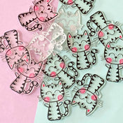 big large clear transparent kawaii cute cat kitty acrylic pendant big charm charms uk craft supplies jewellery making pink black white happy smiling plastic