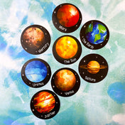 planet planets sticker stickers large big 38mm round kids children stationery space outer bright venus saturn mars earth sun jupiter uranus stationery uk