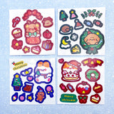 christmas kawaii character sticker sheet dog puppy cat kitty kitten reindeer rudolph bunny rabbit cute uk stationery kids fun stickers festive wreath holly flat sheets mini small pack sweets candy cake tree