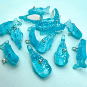 Large WHALE Turquoise Blue Spotted Resin Charm 30mm