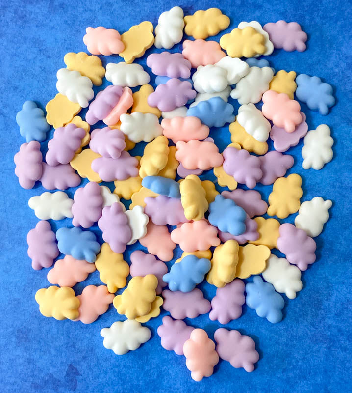 fluffy cloud clouds resin flatback flat back backs fb fbs uk cute kawaii craft supplies embellishment pink blue white lilac yellow