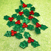 Metallic Holly Appliques 37mm